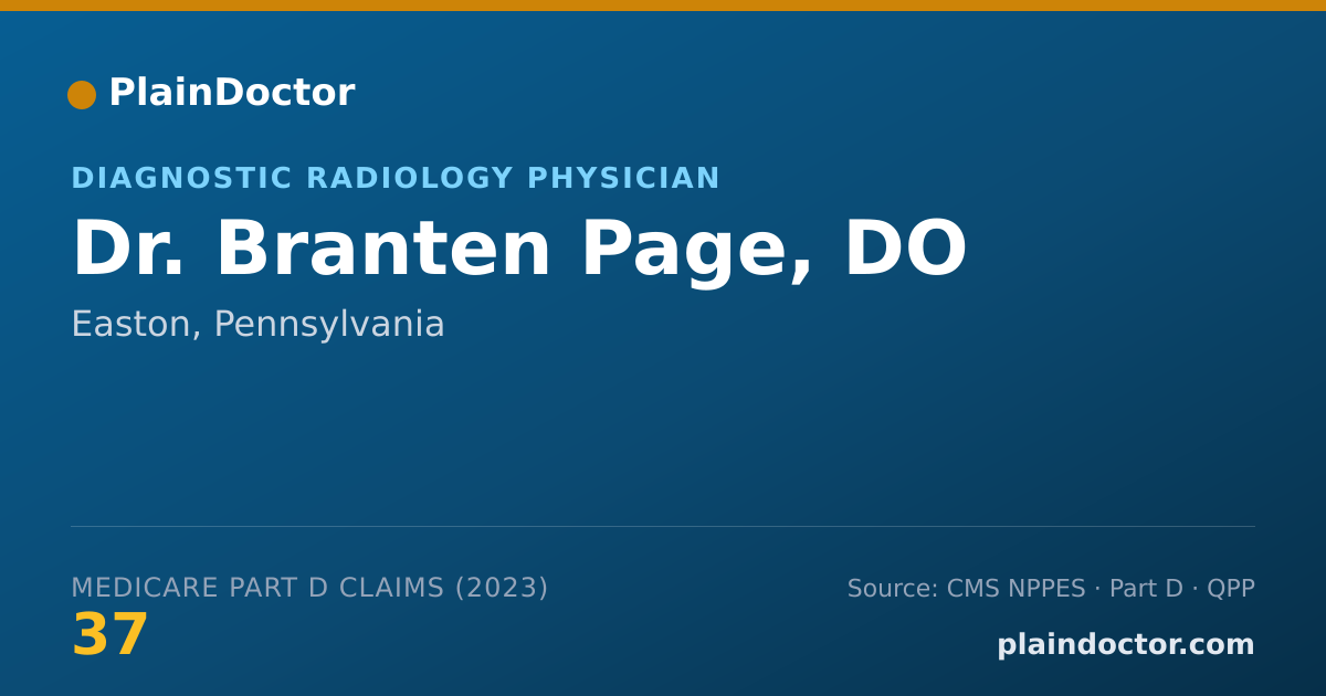 Shareable card for Branten Page, DO - Diagnostic Radiology Physician, Easton, PA