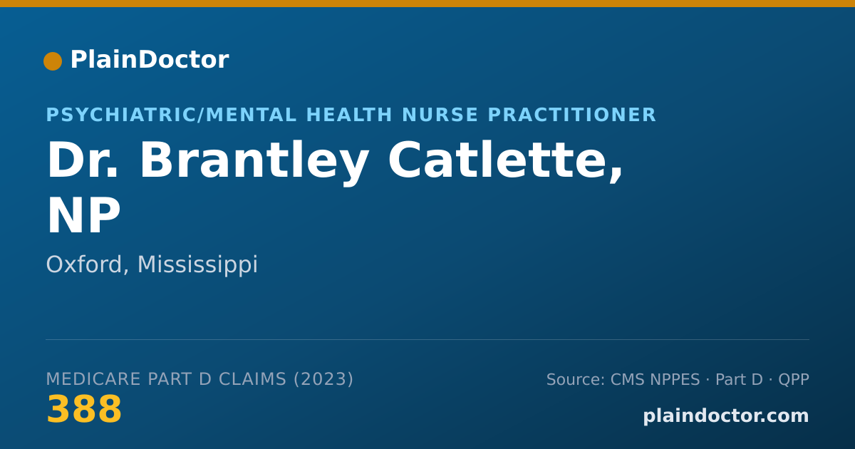 Shareable card for Brantley Catlette, NP - Psychiatric/Mental Health Nurse Practitioner, Oxford, MS