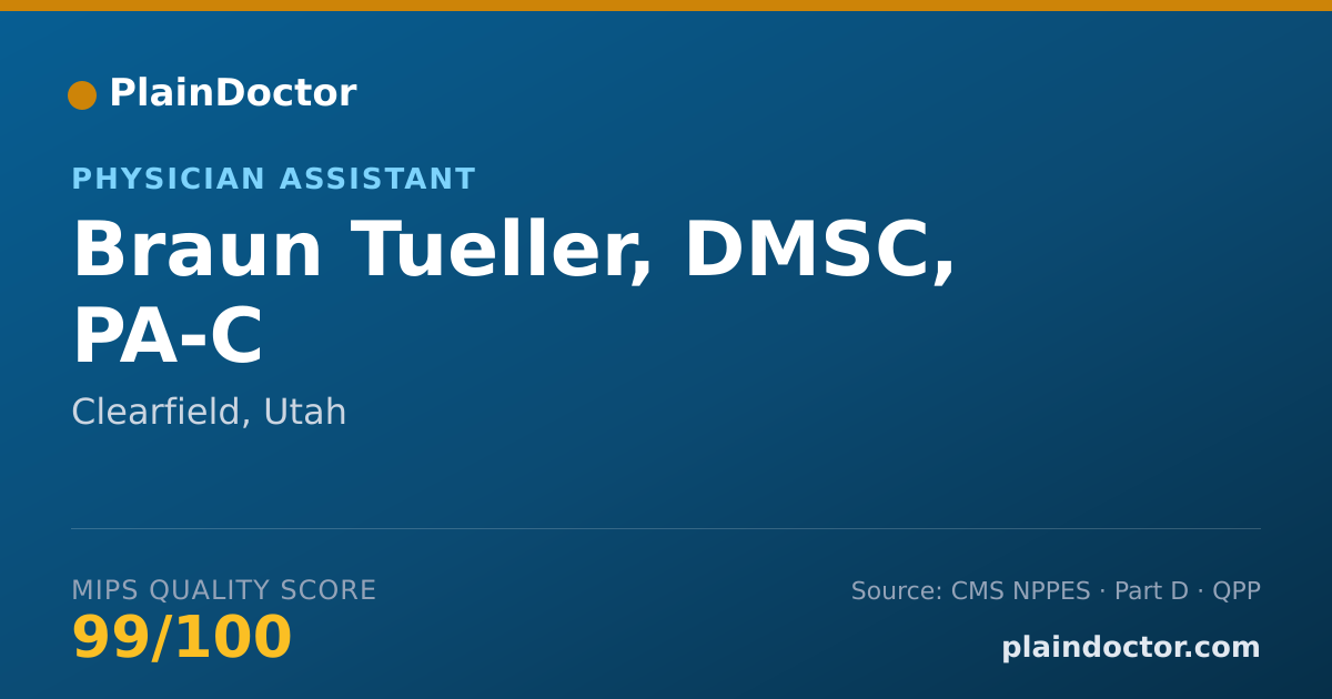 Shareable card for Braun Tueller, DMSC, PA-C - Psychiatric/Mental Health Clinical Nurse Specialist, Clearfield, UT