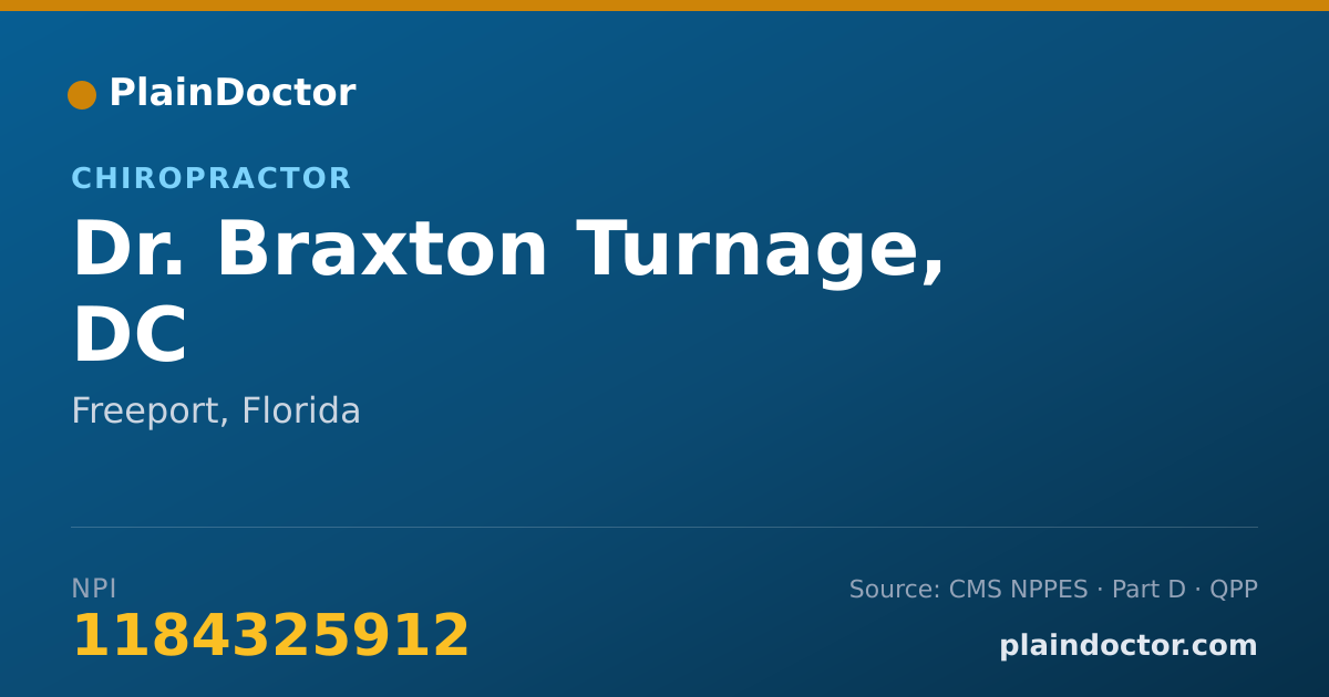 Shareable card for Braxton Turnage, DC - Chiropractor, Freeport, FL