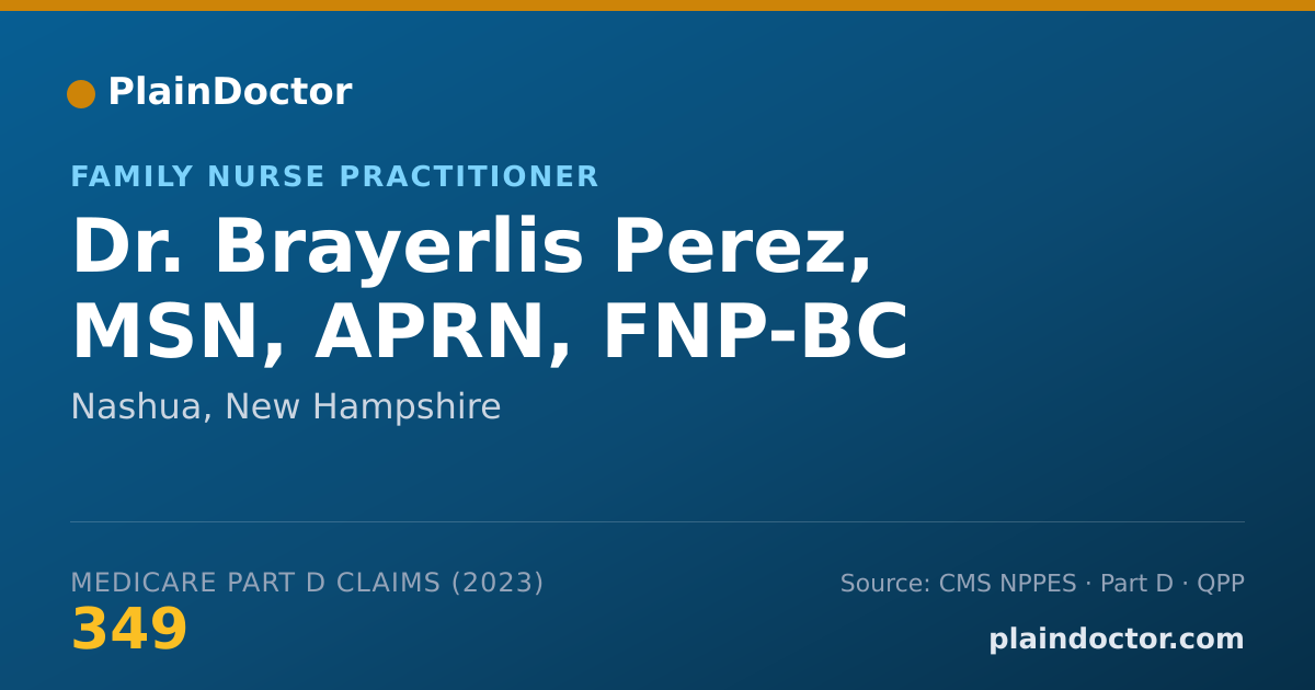 Shareable card for Brayerlis Perez, MSN, APRN, FNP-BC - Family Nurse Practitioner, Nashua, NH