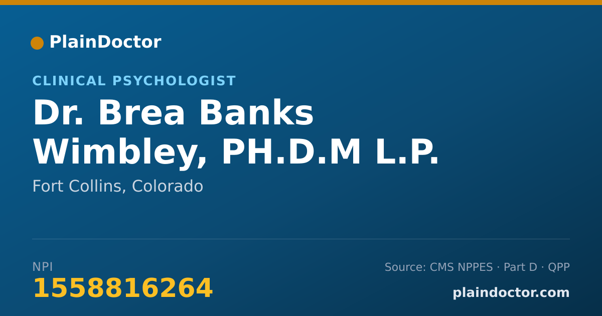 Shareable card for Brea Banks Wimbley, PH.D.M L.P. - Clinical Psychologist, Fort Collins, CO