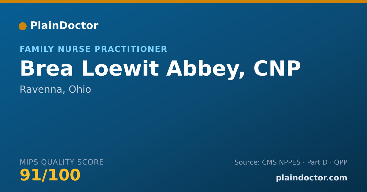 Shareable card for Brea Loewit Abbey, CNP - Family Nurse Practitioner, Ravenna, OH