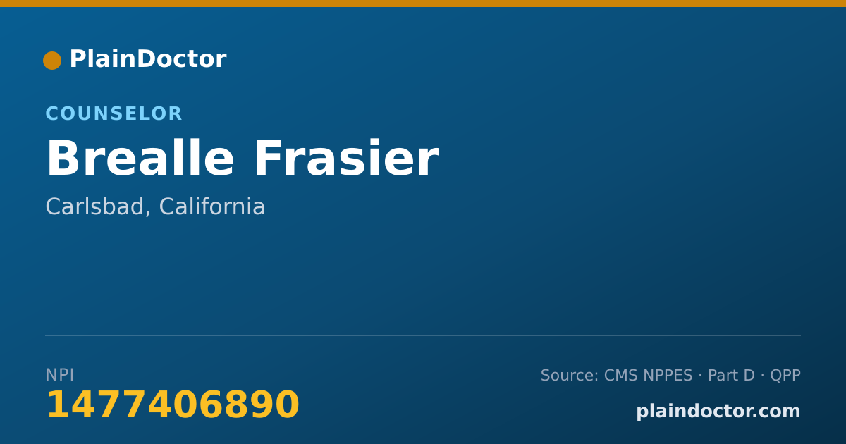 Shareable card for Brealle Frasier - Counselor, Carlsbad, CA