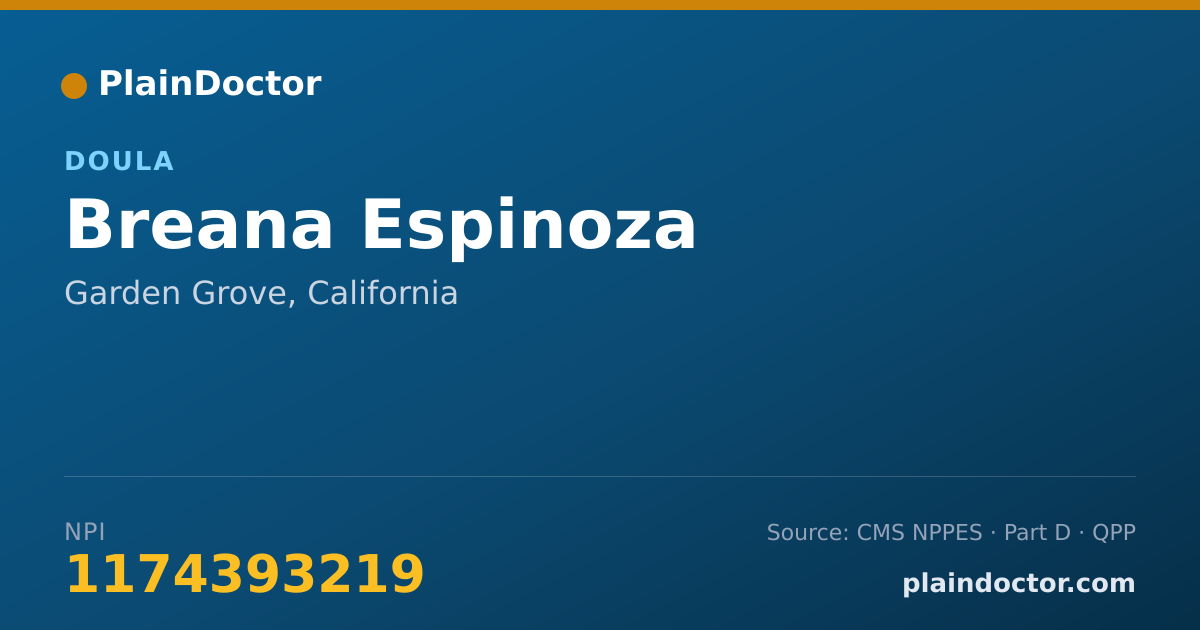 Shareable card for Breana Espinoza - Doula, Garden Grove, CA