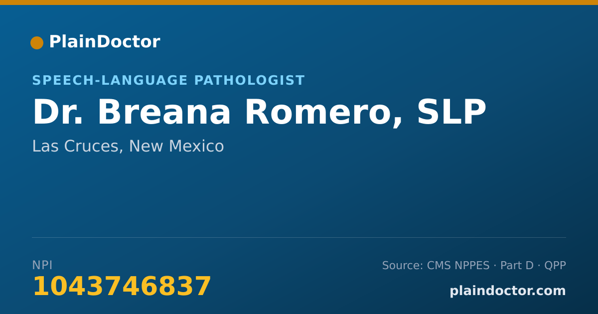 Shareable card for Breana Romero, SLP - Speech-Language Pathologist, Las Cruces, NM
