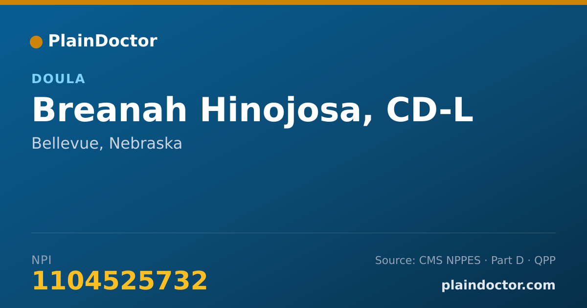 Shareable card for Breanah Hinojosa, CD-L - Doula, Bellevue, NE