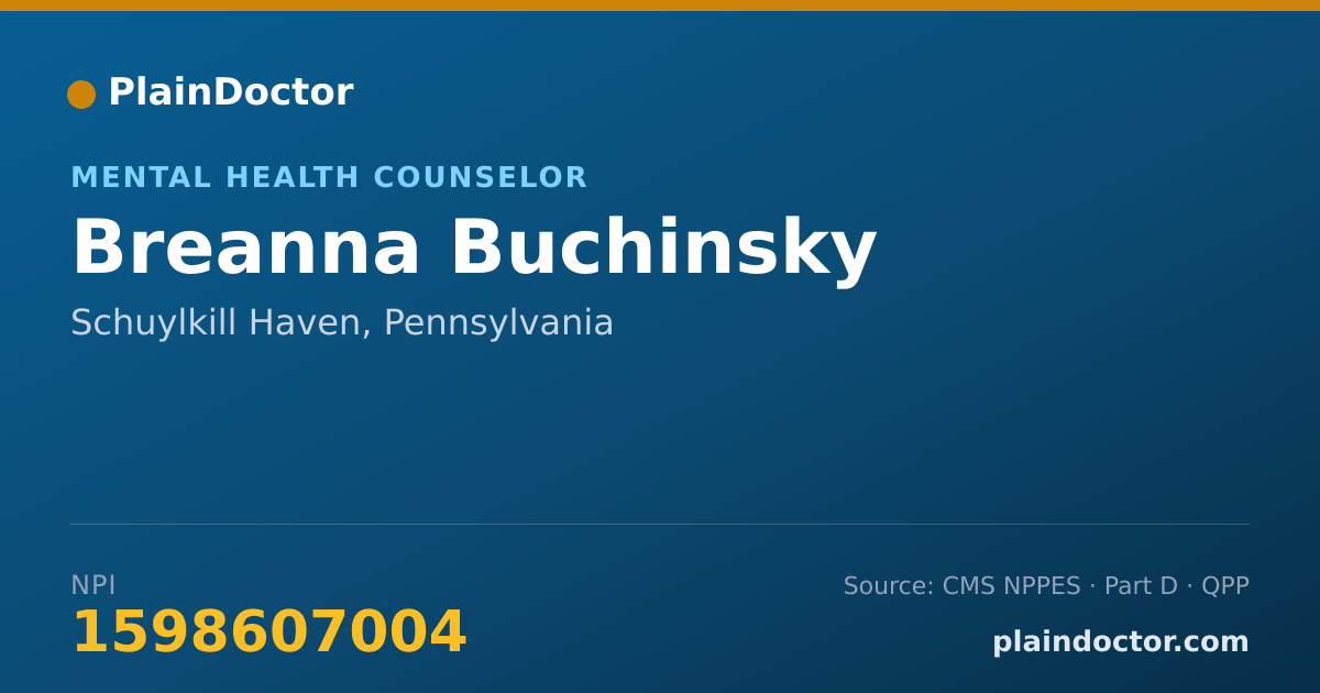 Shareable card for Breanna Buchinsky - Mental Health Counselor, Schuylkill Haven, PA