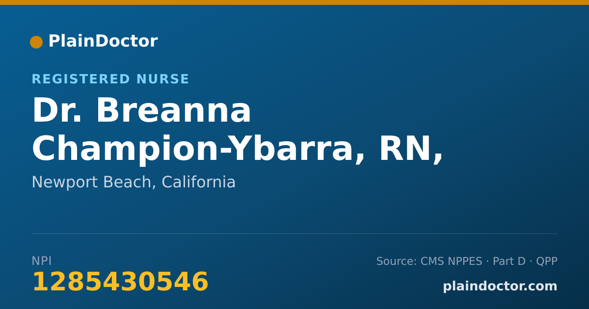 Shareable card for Breanna Champion-Ybarra, RN, MSN, PHN - Registered Nurse, Newport Beach, CA