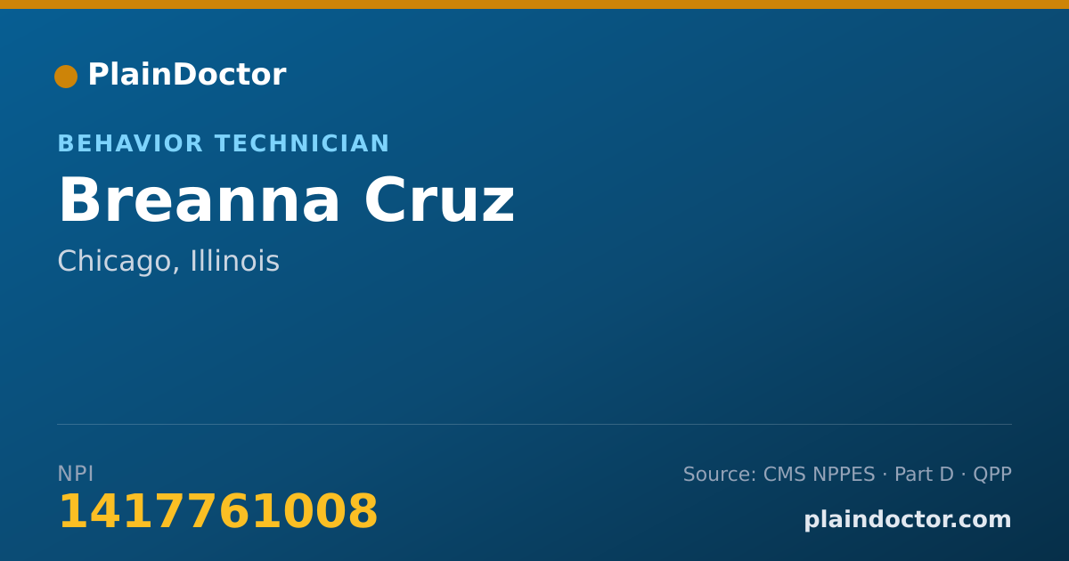Shareable card for Breanna Cruz - Behavior Technician, Chicago, IL