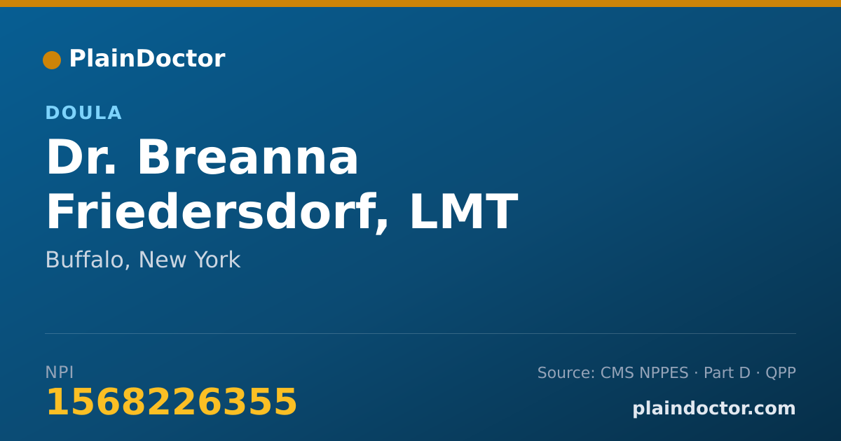 Shareable card for Breanna Friedersdorf, LMT - Doula, Buffalo, NY