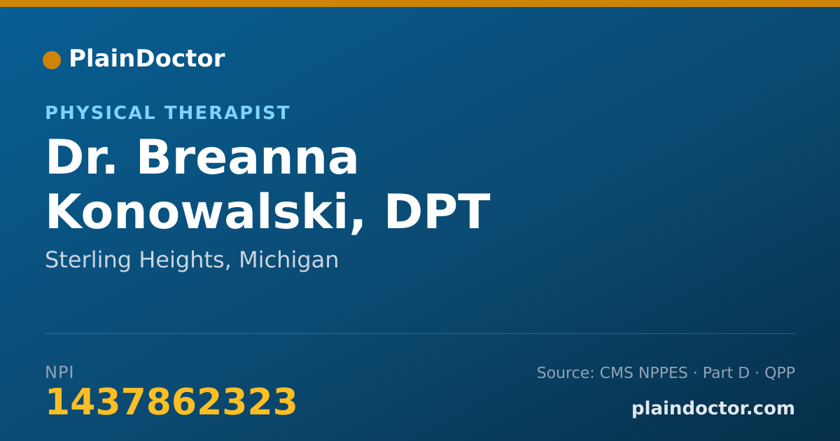 Shareable card for Breanna Konowalski, DPT - Physical Therapist, Sterling Heights, MI