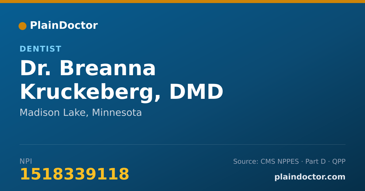 Shareable card for Breanna Kruckeberg, DMD - Dentist, Madison Lake, MN