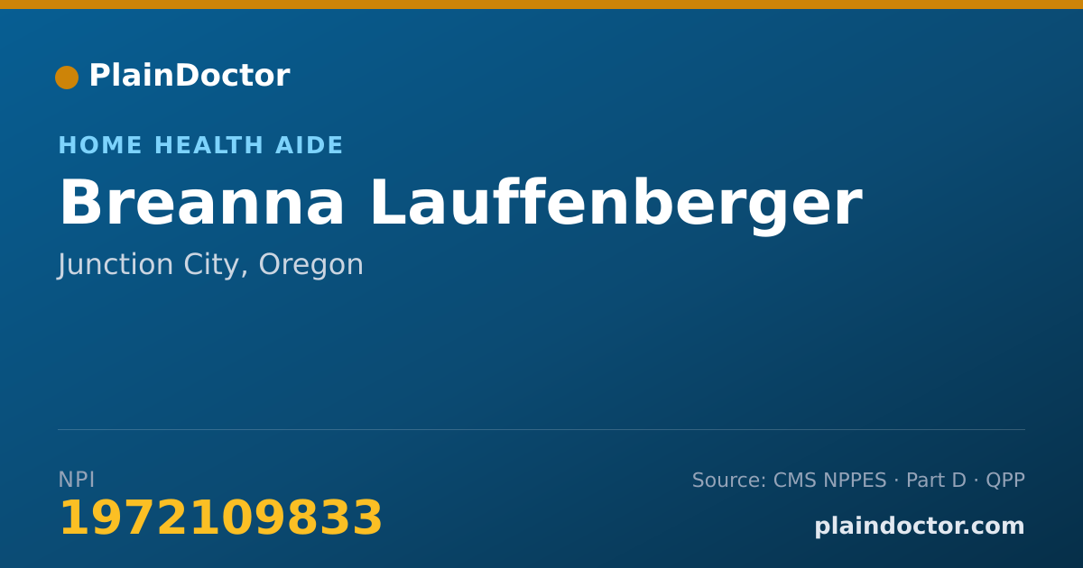 Shareable card for Breanna Lauffenberger - Home Health Aide, Junction City, OR