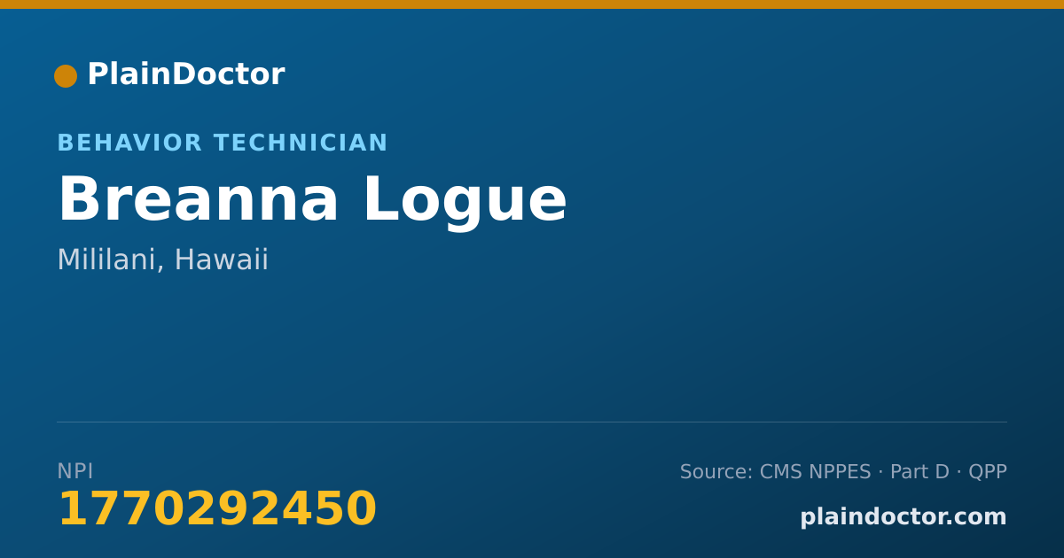 Shareable card for Breanna Logue - Behavior Technician, Mililani, HI