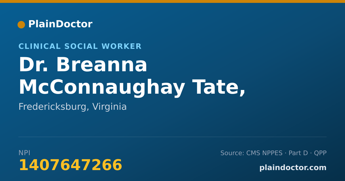 Shareable card for Breanna McConnaughay Tate, LCSW - Clinical Social Worker, Fredericksburg, VA