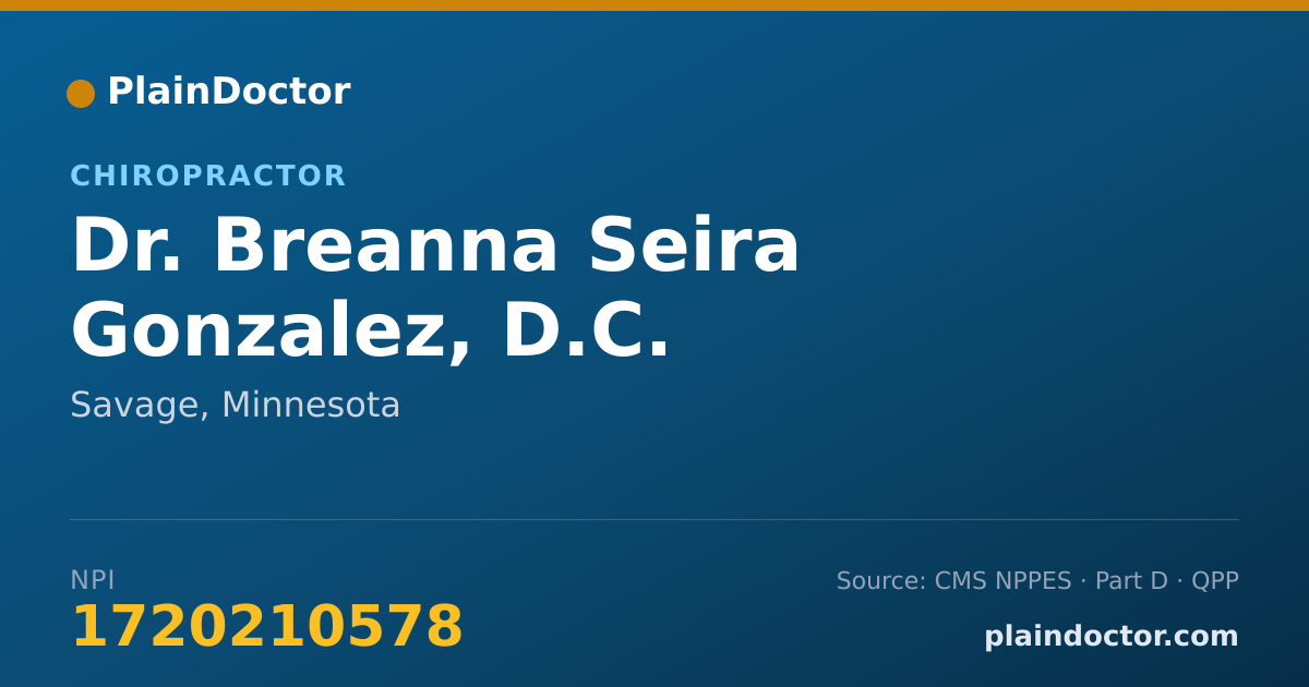 Shareable card for Breanna Seira Gonzalez, D.C. - Chiropractor, Savage, MN