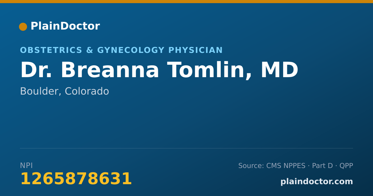 Shareable card for Breanna Tomlin, MD - Obstetrics & Gynecology Physician, Boulder, CO