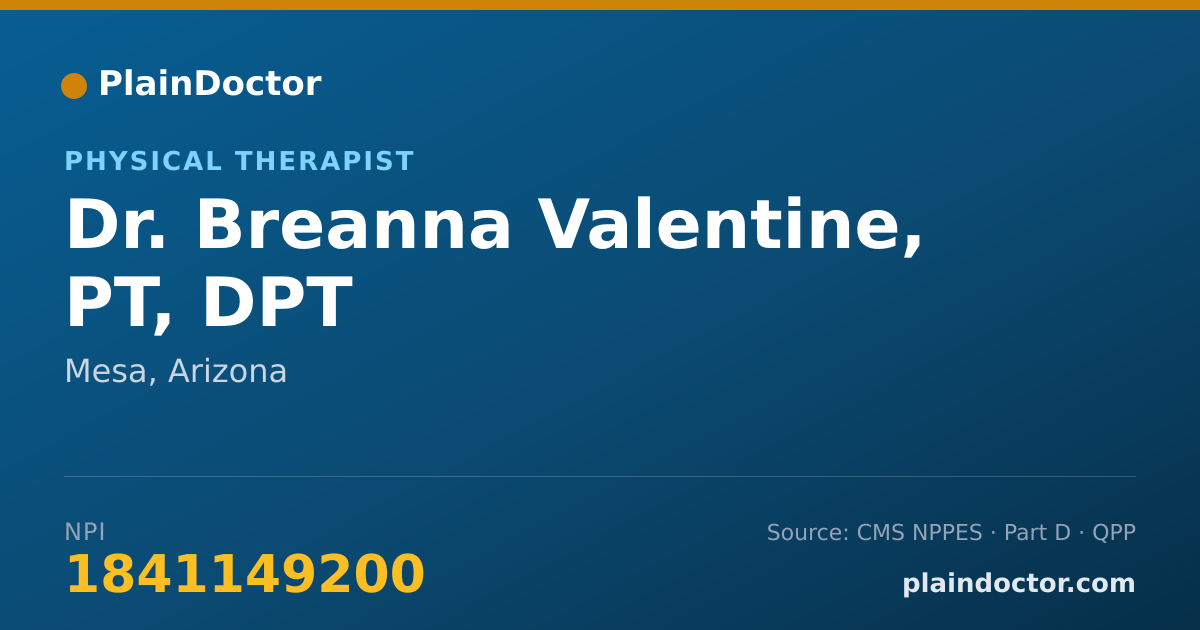 Shareable card for Breanna Valentine, PT, DPT - Physical Therapist, Mesa, AZ