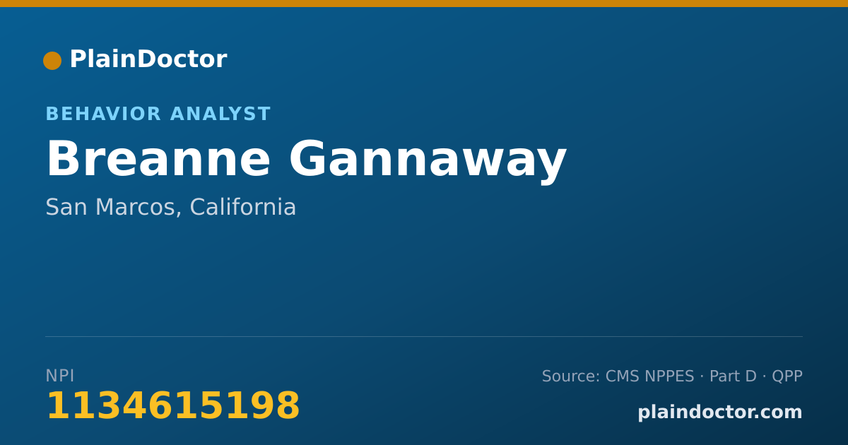 Shareable card for Breanne Gannaway - Behavior Analyst, San Marcos, CA