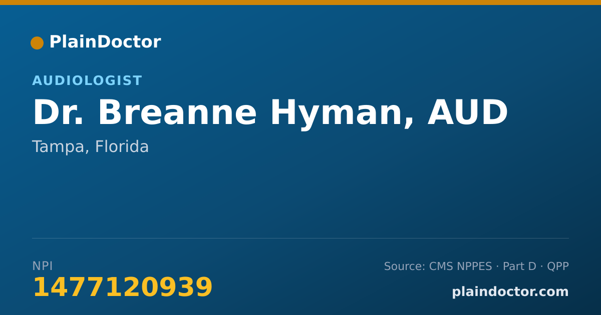 Shareable card for Breanne Hyman, AUD - Audiologist, Tampa, FL