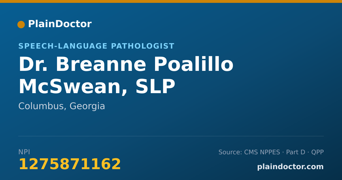 Shareable card for Breanne Poalillo McSwean, SLP - Speech-Language Pathologist, Columbus, GA