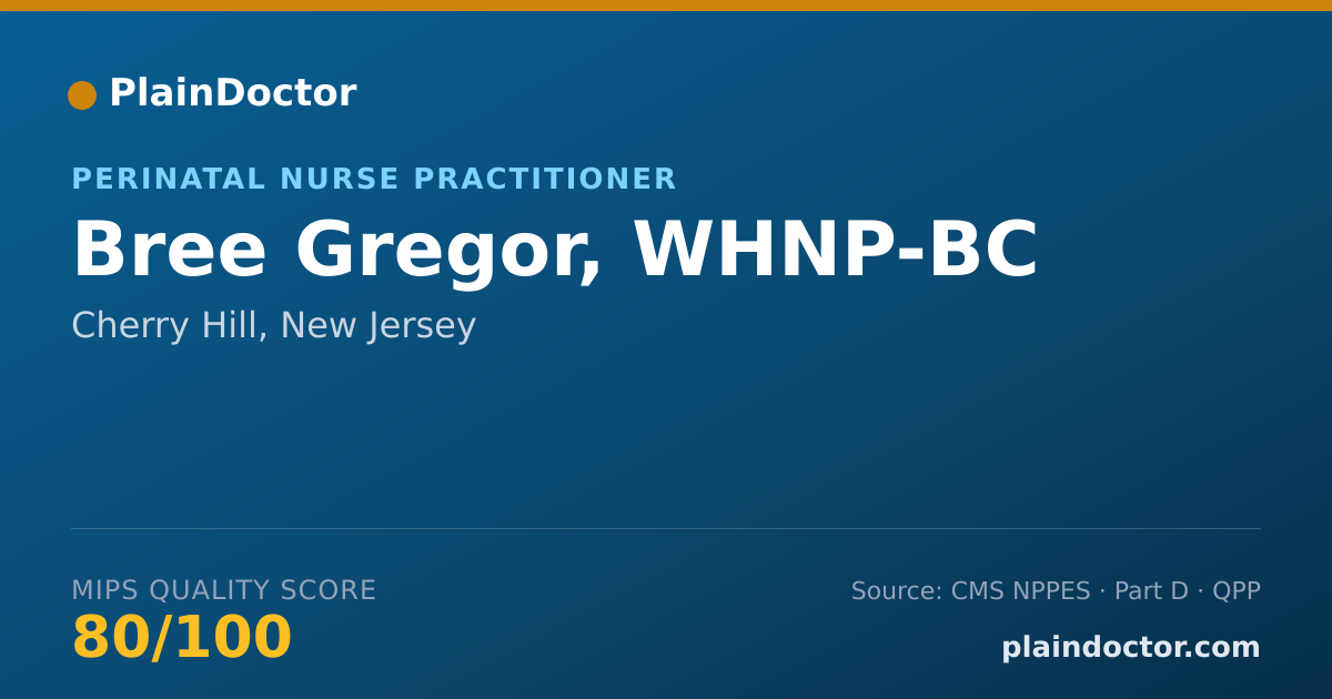 Shareable card for Bree Gregor, WHNP-BC - Nurse Practitioner, Cherry Hill, NJ
