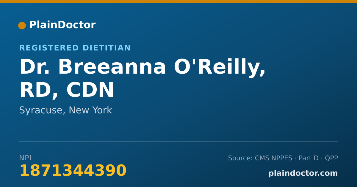 Shareable card for Breeanna O'Reilly, RD, CDN - Registered Dietitian, Syracuse, NY