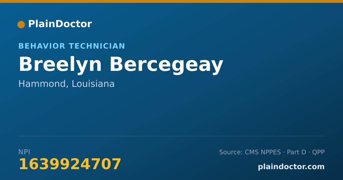 Shareable card for Breelyn Bercegeay - Behavior Technician, Hammond, LA