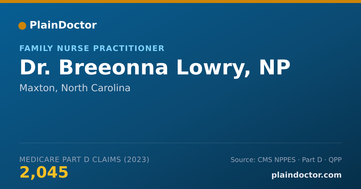 Shareable card for Breeonna Lowry, NP - Family Nurse Practitioner, Maxton, NC
