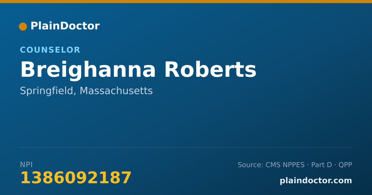 Shareable card for Breighanna Roberts - Counselor, Springfield, MA
