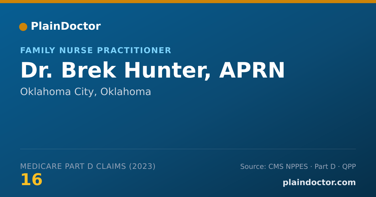 Shareable card for Brek Hunter, APRN - Family Nurse Practitioner, Oklahoma City, OK