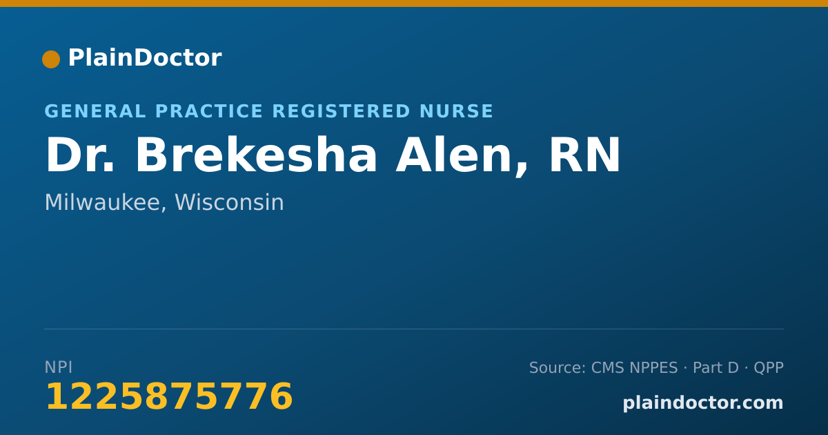 Shareable card for Brekesha Alen, RN - General Practice Registered Nurse, Milwaukee, WI