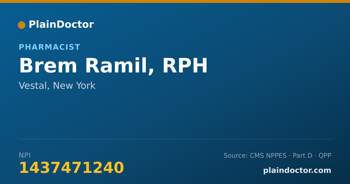 Shareable card for Brem Ramil, RPH - Pharmacist, Vestal, NY