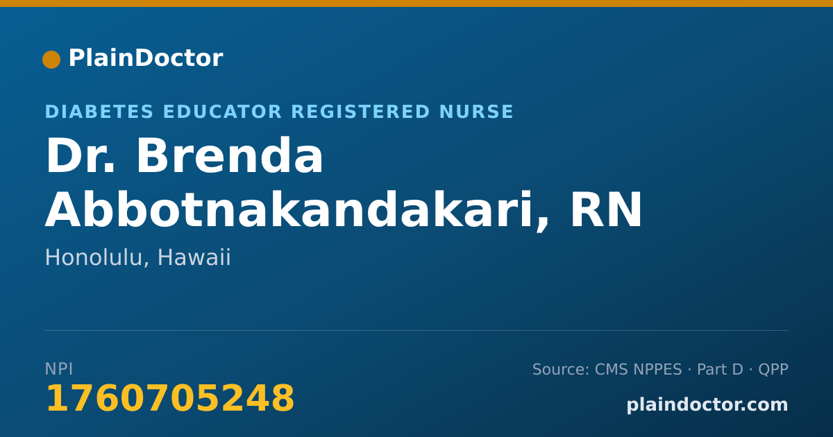 Shareable card for Brenda Abbotnakandakari, RN - Diabetes Educator Registered Nurse, Honolulu, HI