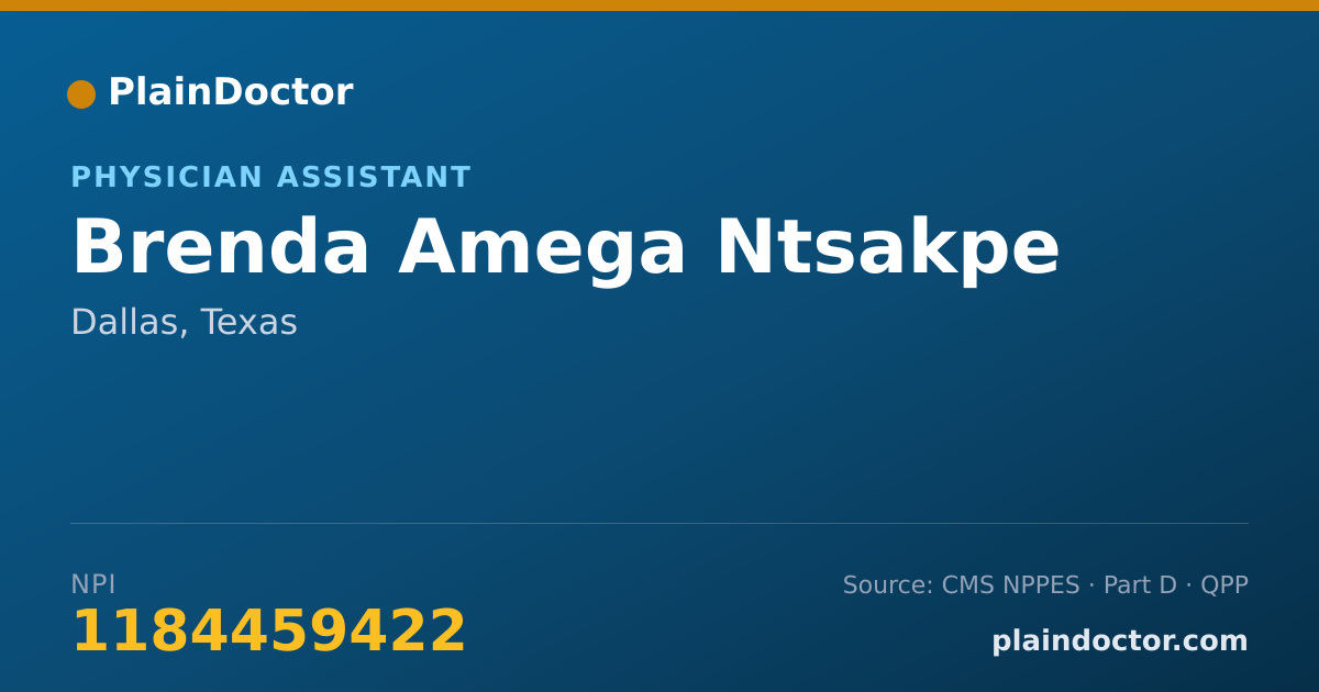 Shareable card for Brenda Amega Ntsakpe - Physician Assistant, Dallas, TX