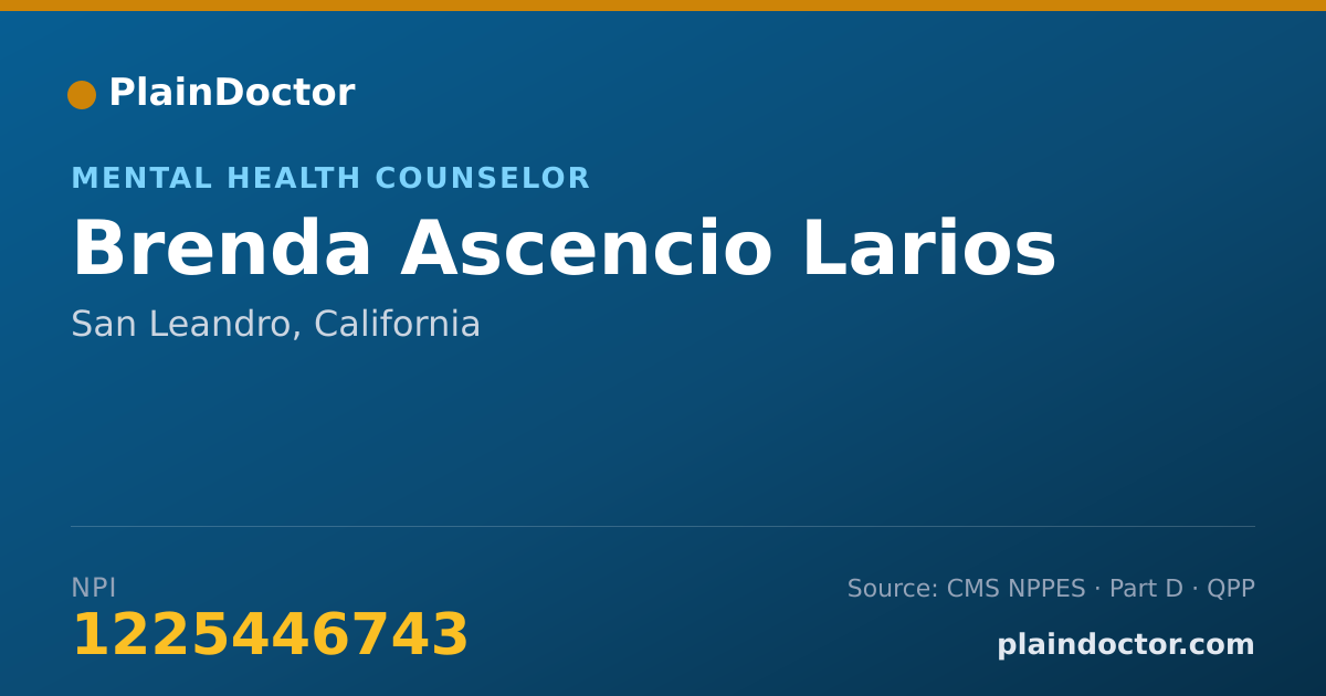 Shareable card for Brenda Ascencio Larios - Mental Health Counselor, San Leandro, CA
