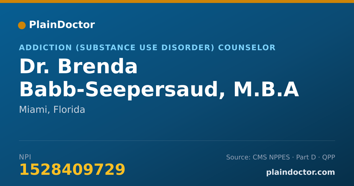 Shareable card for Brenda Babb-Seepersaud, M.B.A - Addiction (Substance Use Disorder) Counselor, Miami, FL
