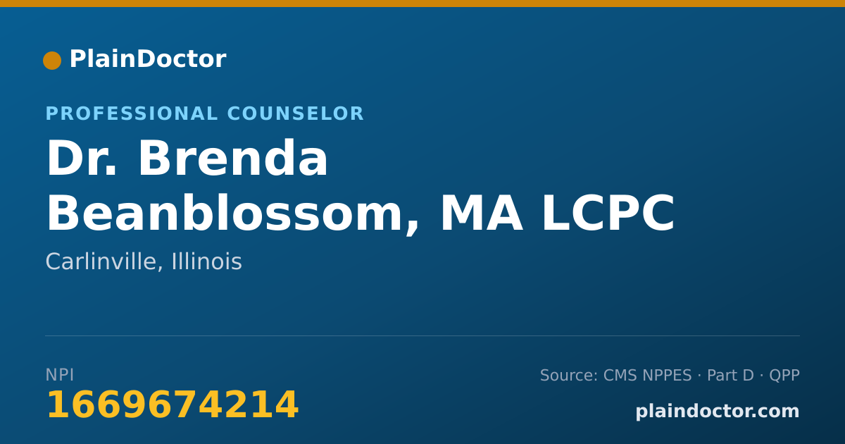 Shareable card for Brenda Beanblossom, MA LCPC - Professional Counselor, Carlinville, IL