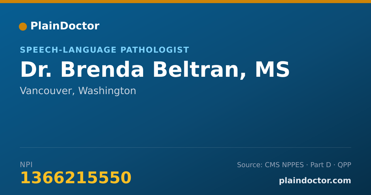 Shareable card for Brenda Beltran, MS - Speech-Language Pathologist, Vancouver, WA
