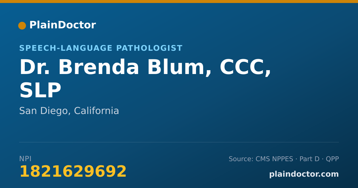 Shareable card for Brenda Blum, CCC, SLP - Speech-Language Pathologist, San Diego, CA
