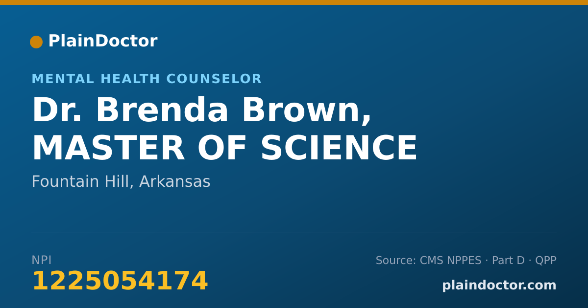 Shareable card for Brenda Brown, MASTER OF SCIENCE - Mental Health Counselor, Fountain Hill, AR