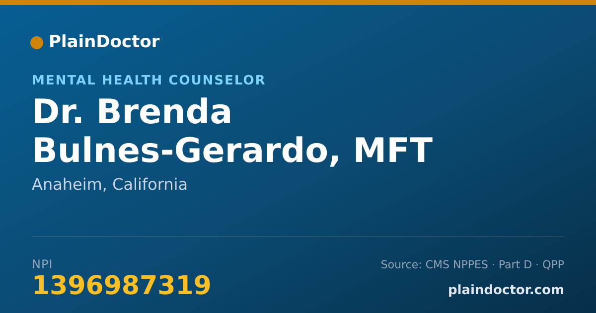 Shareable card for Brenda Bulnes-Gerardo, MFT - Mental Health Counselor, Anaheim, CA