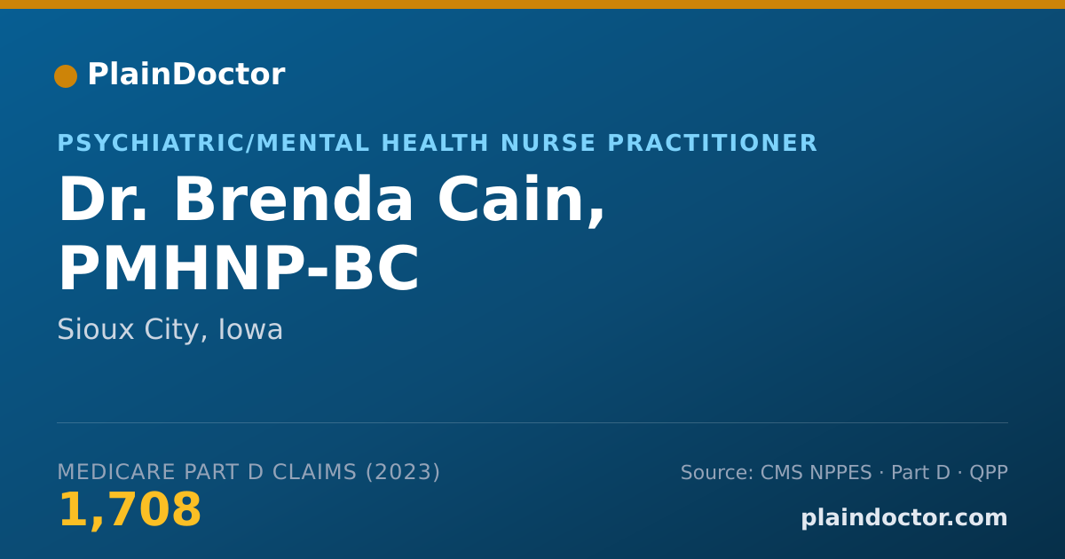 Shareable card for Brenda Cain, PMHNP-BC - Psychiatric/Mental Health Nurse Practitioner, Sioux City, IA