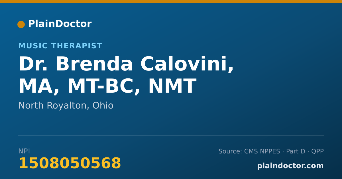 Shareable card for Brenda Calovini, MA, MT-BC, NMT - Music Therapist, North Royalton, OH