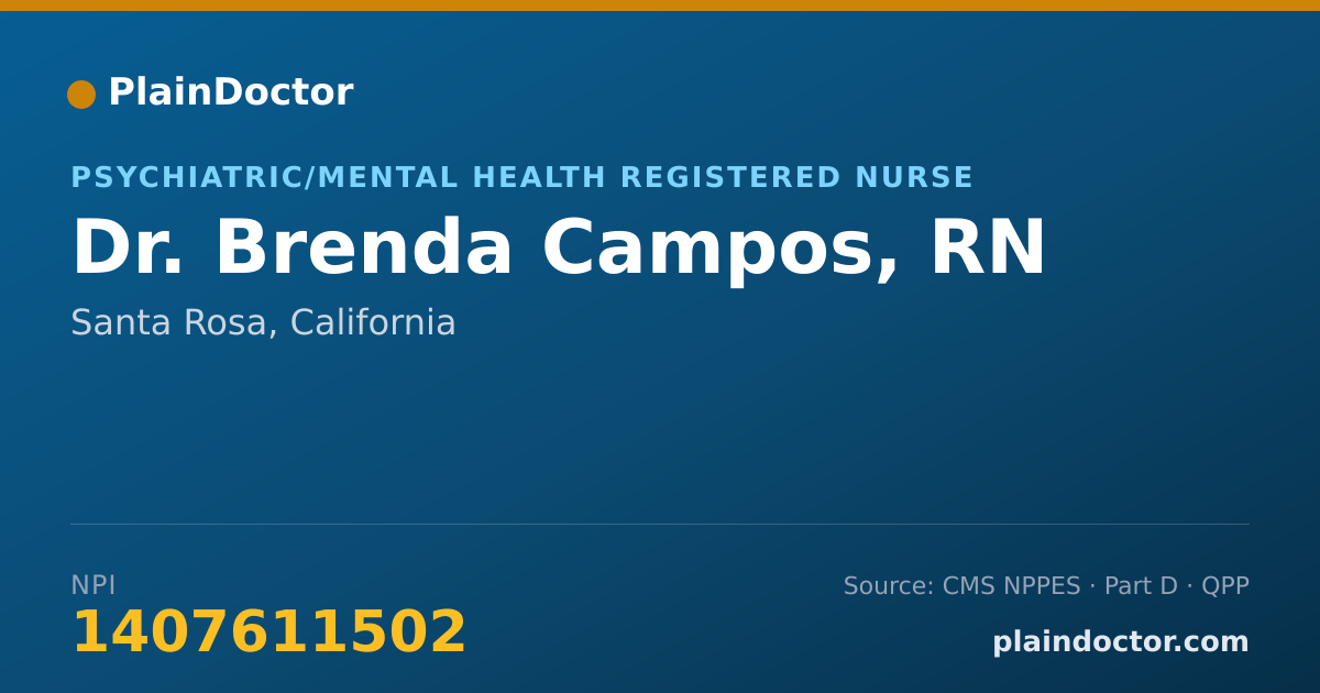Shareable card for Brenda Campos, RN - Psychiatric/Mental Health Registered Nurse, Santa Rosa, CA
