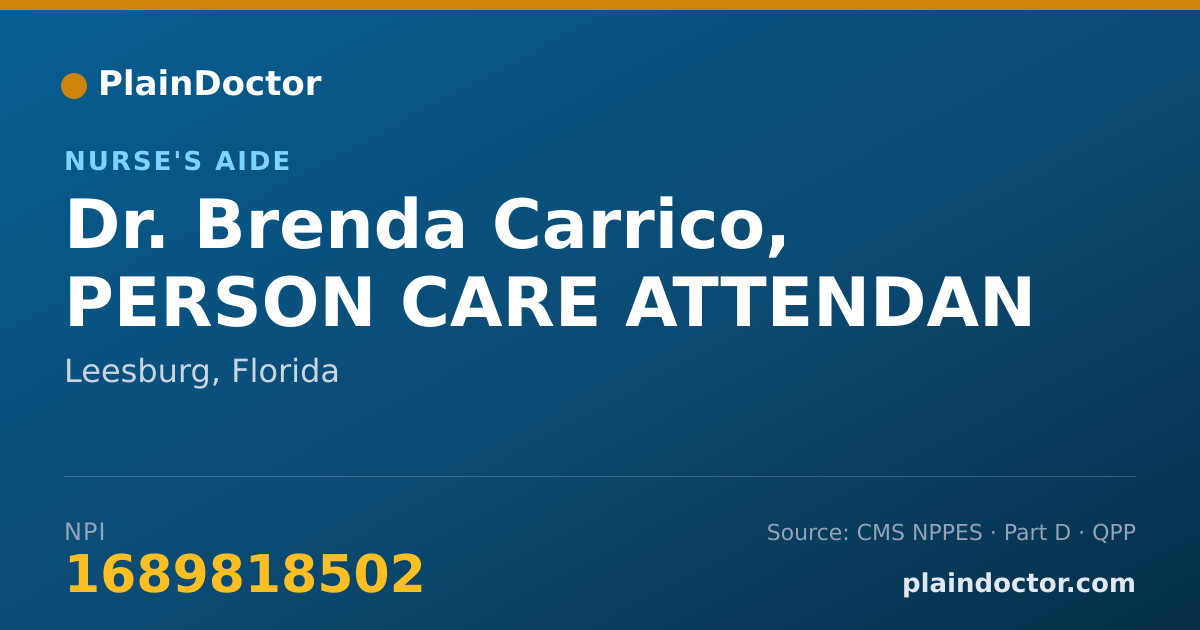 Shareable card for Brenda Carrico, PERSON CARE ATTENDAN - Nurse's Aide, Leesburg, FL