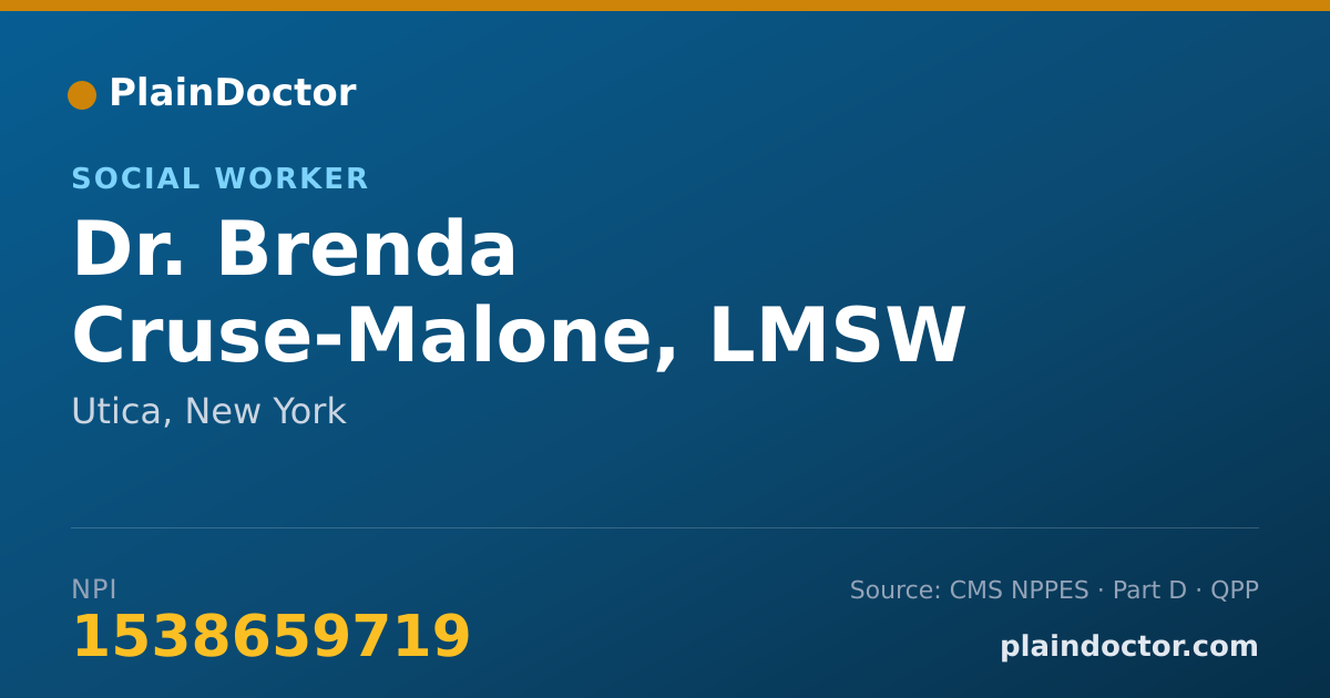 Shareable card for Brenda Cruse-Malone, LMSW - Social Worker, Utica, NY