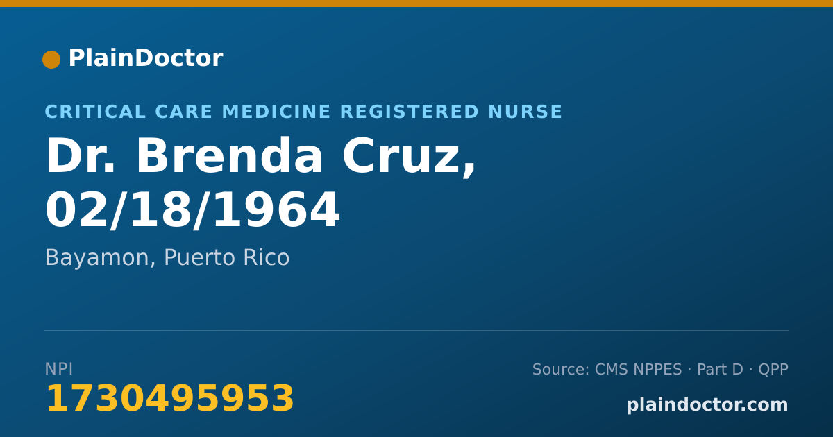 Shareable card for Brenda Cruz, 02/18/1964 - Critical Care Medicine Registered Nurse, Bayamon, PR