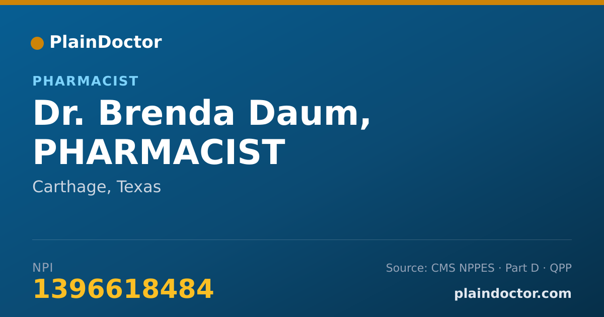Shareable card for Brenda Daum, PHARMACIST - Pharmacist, Carthage, TX